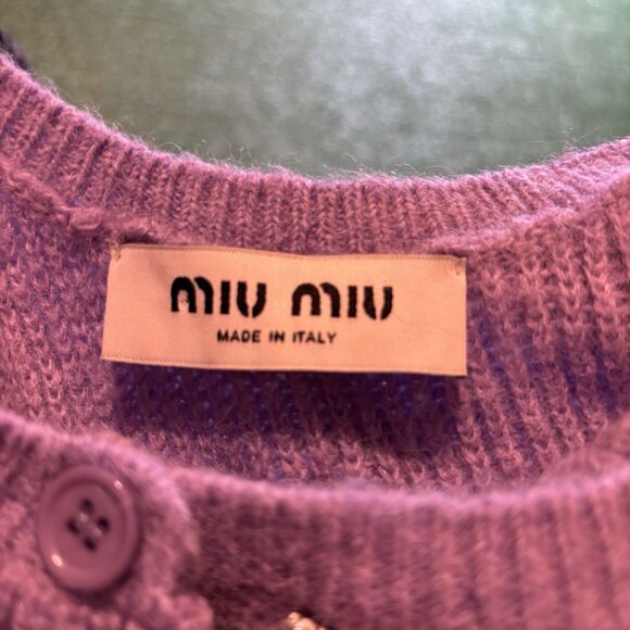 Women’s MIU MIU Crystal Jeweled Stretchy Tank Top Size 36 / XS purple Top AUTH - Picture 5 of 9